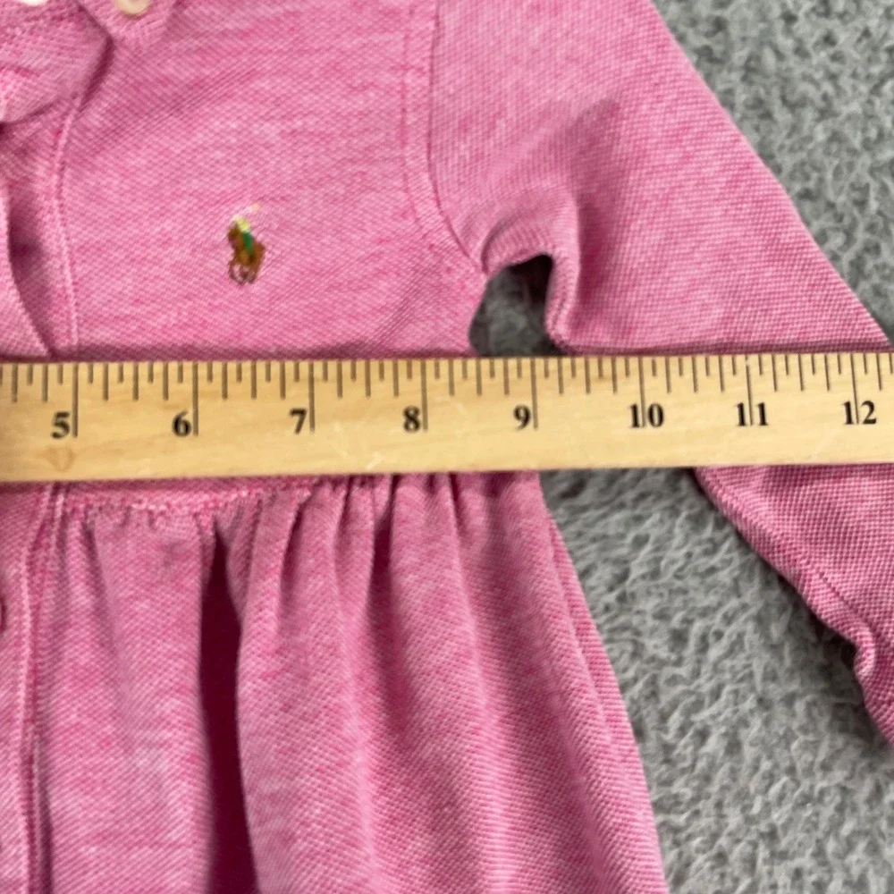 Ralph Lauren Polo Dress Kids 9M Pink Long Sleeve Button Front Pique RF621249